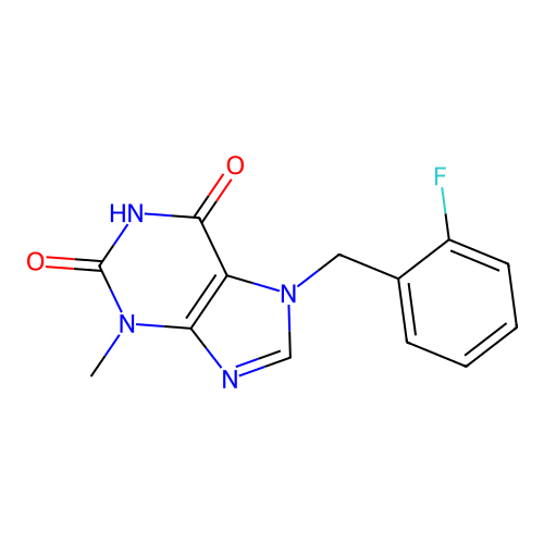 7-(2-fluorobenzyl)-3-methyl-3,7-dihydro-1H-purine-2,6-dione structure