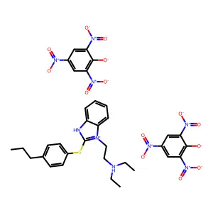 Benzimidazole, 1-(2-(diethylamino)ethyl)-2-((p-propylphenyl)thio)-, dipicrate structure