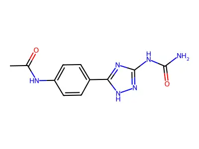 N-[4-[3-(carbamoylamino)-1H-1,2,4-triazol-5-yl]phenyl]acetamide structure
