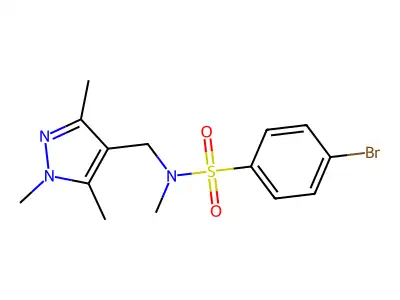 4-bromo-N-methyl-N-[(1,3,5-trimethylpyrazol-4-yl)methyl]benzenesulfonamide structure