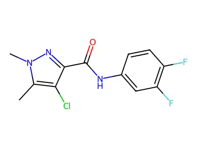 4-chloro-N-(3,4-difluorophenyl)-1,5-dimethylpyrazole-3-carboxamide structure