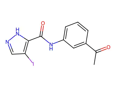 N-(3-acetylphenyl)-4-iodo-1H-pyrazole-3-carboxamide structure