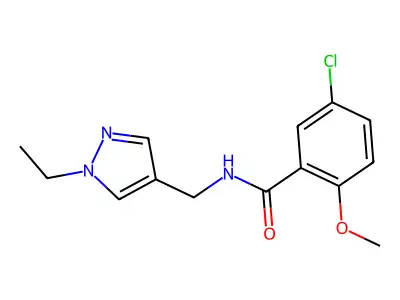 5-chloro-N-[(1-ethyl-1H-pyrazol-4-yl)methyl]-2-methoxybenzamide structure