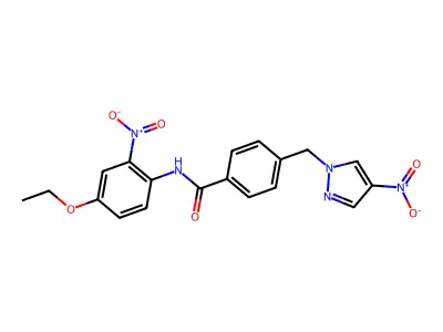 N-(4-ethoxy-2-nitrophenyl)-4-[(4-nitropyrazol-1-yl)methyl]benzamide structure