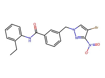 3-[(4-bromo-3-nitropyrazol-1-yl)methyl]-N-(2-ethylphenyl)benzamide structure
