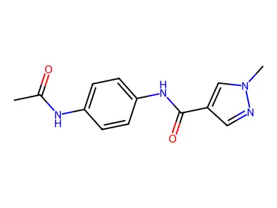 N-[4-(acetylamino)phenyl]-1-methyl-1H-pyrazole-4-carboxamide structure