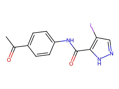 N-(4-acetylphenyl)-4-iodo-1H-pyrazole-3-carboxamide structure