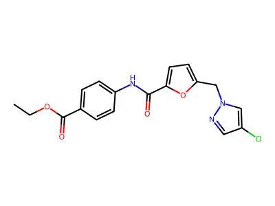 Ethyl 4-[[5-[(4-chloropyrazol-1-yl)methyl]furan-2-carbonyl]amino]benzoate structure