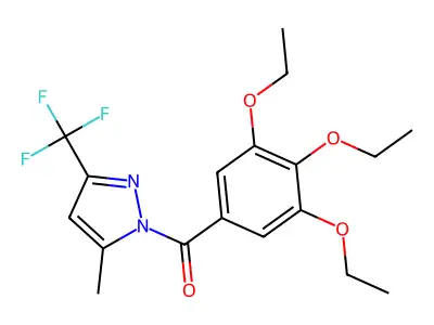 [5-Methyl-3-(trifluoromethyl)pyrazol-1-yl]-(3,4,5-triethoxyphenyl)methanone structure