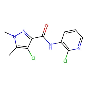 4-chloro-N-(2-chloro-3-pyridinyl)-1,5-dimethyl-1H-pyrazole-3-carboxamide structure