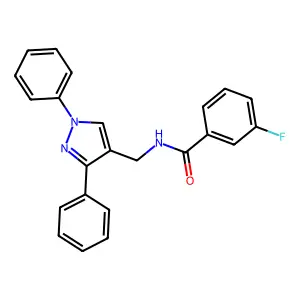 N-[(1,3-diphenylpyrazol-4-yl)methyl]-3-fluorobenzamide structure