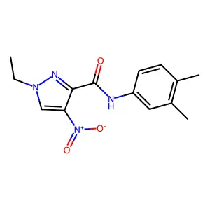 N-(3,4-dimethylphenyl)-1-ethyl-4-nitro-1H-pyrazole-3-carboxamide structure