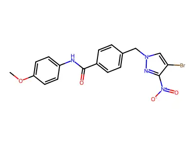 4-[(4-bromo-3-nitropyrazol-1-yl)methyl]-N-(4-methoxyphenyl)benzamide structure