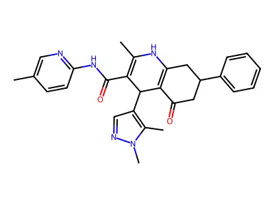 4-(1,5-dimethylpyrazol-4-yl)-2-methyl-N-(5-methylpyridin-2-yl)-5-oxo-7-phenyl-4,6,7,8-tetrahydro-1H-quinoline-3-carboxamide structure
