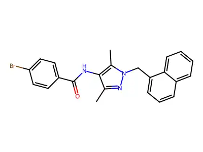 4-bromo-N-[3,5-dimethyl-1-(naphthalen-1-ylmethyl)pyrazol-4-yl]benzamide structure