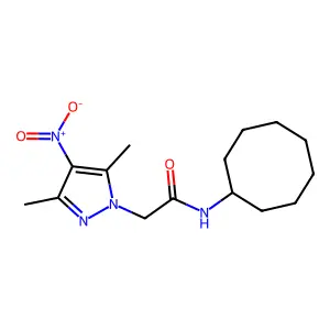 N-cyclooctyl-2-(3,5-dimethyl-4-nitropyrazol-1-yl)acetamide structure