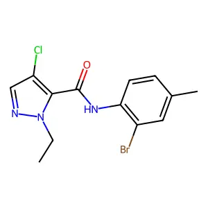 N-(2-bromo-4-methylphenyl)-4-chloro-1-ethyl-1H-pyrazole-5-carboxamide structure