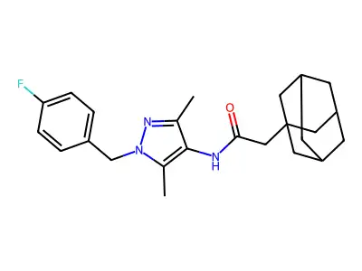 2-(1-adamantyl)-N-[1-[(4-fluorophenyl)methyl]-3,5-dimethylpyrazol-4-yl]acetamide structure