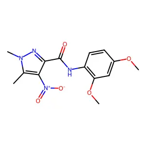 N-(2,4-dimethoxyphenyl)-1,5-dimethyl-4-nitro-1H-pyrazole-3-carboxamide structure
