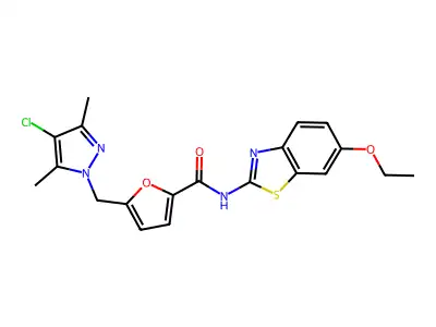 5-[(4-CHLORO-3,5-DIMETHYL-1H-PYRAZOL-1-YL)METHYL]-N-(6-ETHOXY-1,3-BENZOTHIAZOL-2-YL)-2-FURAMIDE structure