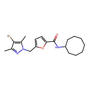 5-[(4-bromo-3,5-dimethylpyrazol-1-yl)methyl]-N-cyclooctylfuran-2-carboxamide structure