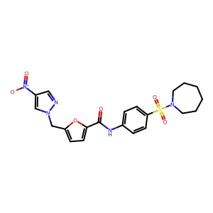 N-[4-(azepan-1-ylsulfonyl)phenyl]-5-[(4-nitropyrazol-1-yl)methyl]furan-2-carboxamide structure