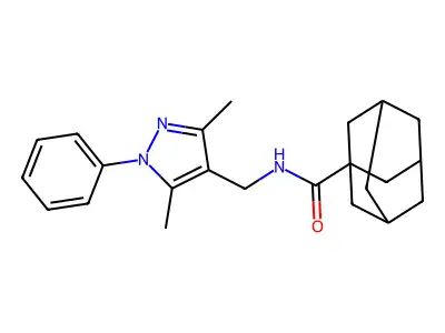 N-[(3,5-dimethyl-1-phenylpyrazol-4-yl)methyl]adamantane-1-carboxamide structure