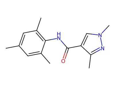 1,3-dimethyl-N-(2,4,6-trimethylphenyl)pyrazole-4-carboxamide structure