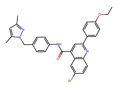 6-bromo-N-[4-[(3,5-dimethylpyrazol-1-yl)methyl]phenyl]-2-(4-ethoxyphenyl)quinoline-4-carboxamide structure
