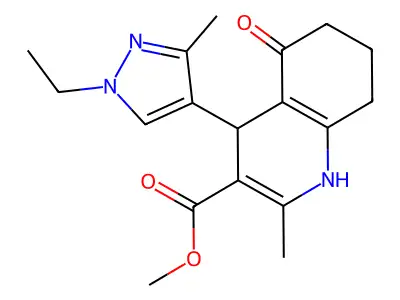 methyl 4-(1-ethyl-3-methyl-1H-pyrazol-4-yl)-2-methyl-5-oxo-1,4,5,6,7,8-hexahydro-3-quinolinecarboxylate structure
