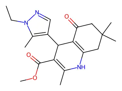 methyl 4-(1-ethyl-5-methyl-1H-pyrazol-4-yl)-2,7,7-trimethyl-5-oxo-1,4,5,6,7,8-hexahydro-3-quinolinecarboxylate structure