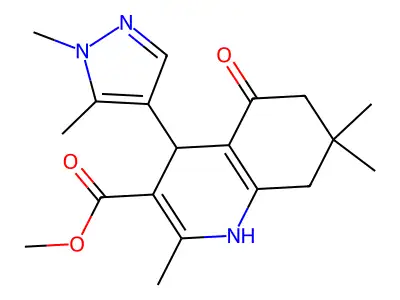 methyl 4-(1,5-dimethyl-1H-pyrazol-4-yl)-2,7,7-trimethyl-5-oxo-1,4,5,6,7,8-hexahydro-3-quinolinecarboxylate structure