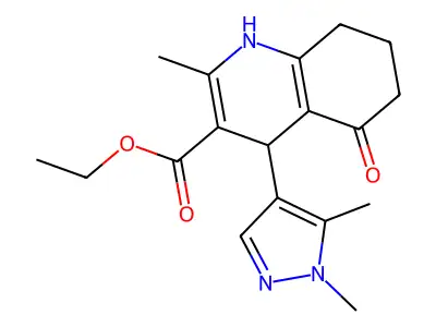 ethyl 4-(1,5-dimethyl-1H-pyrazol-4-yl)-2-methyl-5-oxo-1,4,5,6,7,8-hexahydro-3-quinolinecarboxylate structure