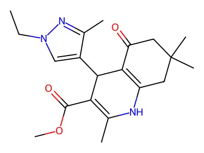 methyl 4-(1-ethyl-3-methyl-1H-pyrazol-4-yl)-2,7,7-trimethyl-5-oxo-1,4,5,6,7,8-hexahydro-3-quinolinecarboxylate structure