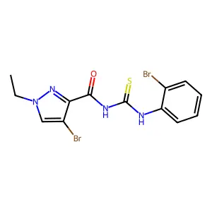 4-bromo-N-[(2-bromophenyl)carbamothioyl]-1-ethylpyrazole-3-carboxamide structure