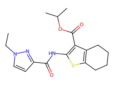 ISOPROPYL 2-{[(1-ETHYL-1H-PYRAZOL-3-YL)CARBONYL]AMINO}-4,5,6,7-TETRAHYDRO-1-BENZOTHIOPHENE-3-CARBOXYLATE structure