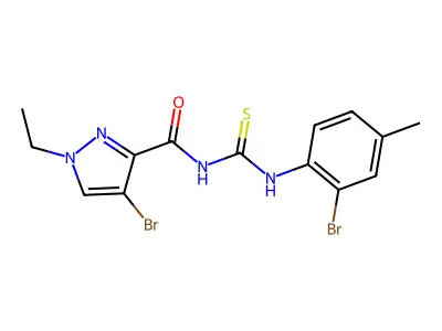 4-bromo-N-[(2-bromo-4-methylphenyl)carbamothioyl]-1-ethylpyrazole-3-carboxamide structure