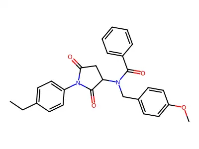 N-[1-(4-ethylphenyl)-2,5-dioxopyrrolidin-3-yl]-N-[(4-methoxyphenyl)methyl]benzamide structure