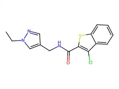 3-chloro-N-[(1-ethyl-1H-pyrazol-4-yl)methyl]-1-benzothiophene-2-carboxamide structure