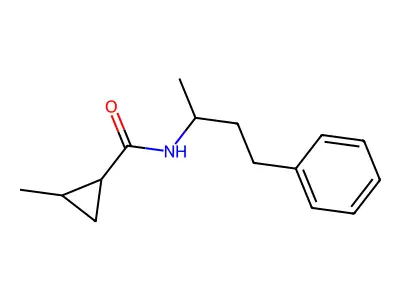 2-methyl-N-(4-phenylbutan-2-yl)cyclopropane-1-carboxamide structure