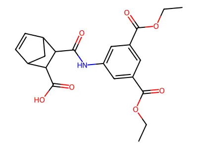 3-{[3,5-bis(ethoxycarbonyl)anilino]carbonyl}bicyclo[2.2.1]hept-5-ene-2-carboxylic acid structure