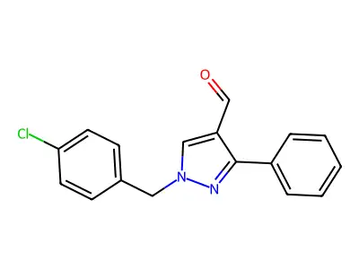 1-(4-chlorobenzyl)-3-phenyl-1H-pyrazole-4-carbaldehyde structure