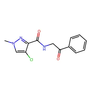 4-chloro-1-methyl-N-phenacylpyrazole-3-carboxamide structure