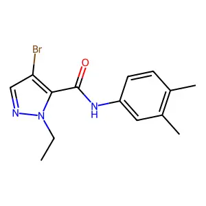 4-bromo-N-(3,4-dimethylphenyl)-2-ethylpyrazole-3-carboxamide structure