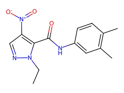N-(3,4-dimethylphenyl)-1-ethyl-4-nitro-1H-pyrazole-5-carboxamide structure