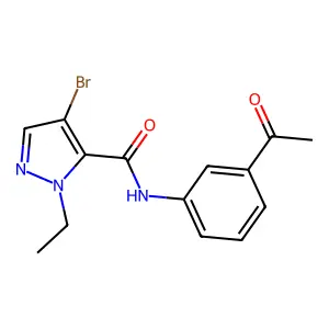 N-(3-acetylphenyl)-4-bromo-1-ethyl-1H-pyrazole-5-carboxamide structure