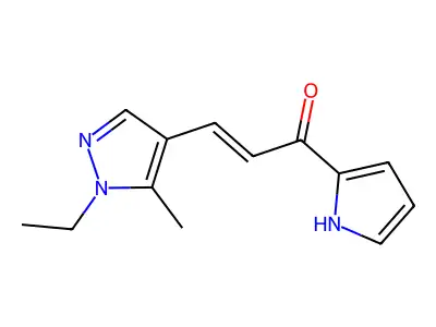 2-Propen-1-one, 3-(1-ethyl-5-methyl-1H-pyrazol-4-YL)-1-(1H-pyrrol-2-YL)- structure