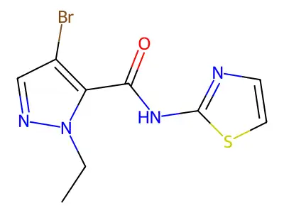 4-bromo-2-ethyl-N-(1,3-thiazol-2-yl)pyrazole-3-carboxamide structure