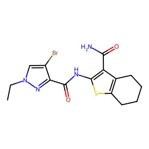 4-bromo-N-(3-carbamoyl-4,5,6,7-tetrahydro-1-benzothiophen-2-yl)-1-ethylpyrazole-3-carboxamide structure