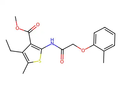 methyl 4-ethyl-5-methyl-2-[[2-(2-methylphenoxy)acetyl]amino]thiophene-3-carboxylate structure